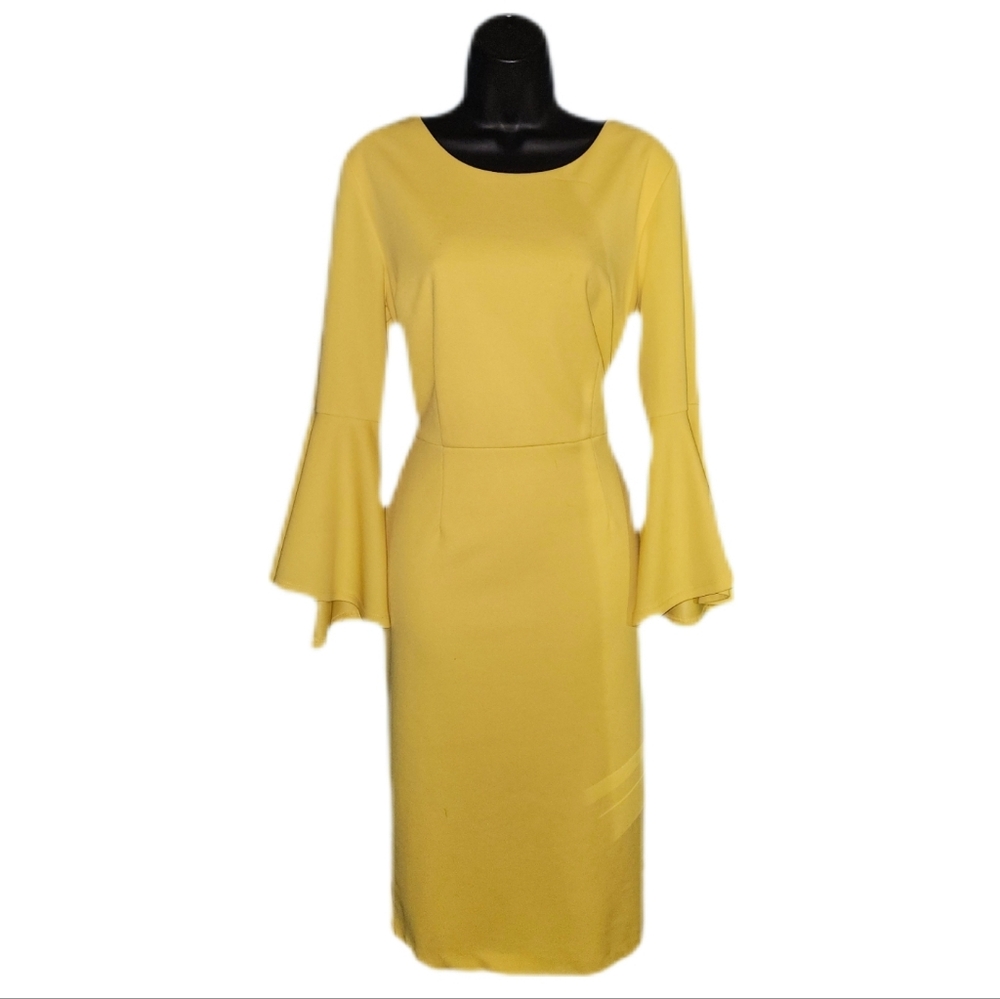 NY&Co. Yellow Bell Sleeve Dress - Picture 2 of 4
